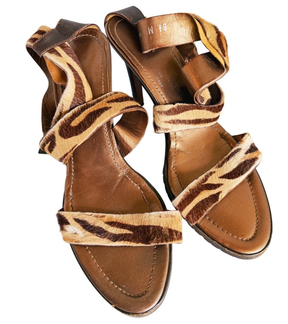 Donald J Pliner Panther Hair Kitten Heels Calf Wrap Size 6.5 Luxury Tiger Jungle